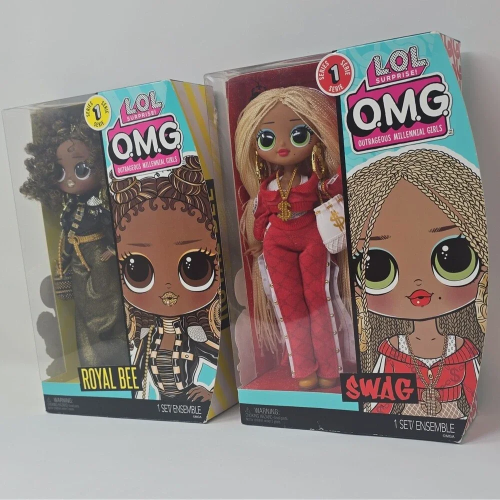 LOL Surprise! OMG. Series 1 Royal Bee & Swag 10in Dolls Lot of 2 NIB